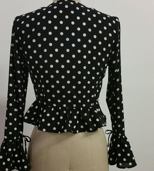 Polka dot ruffle detail top - Picture 2 of 4